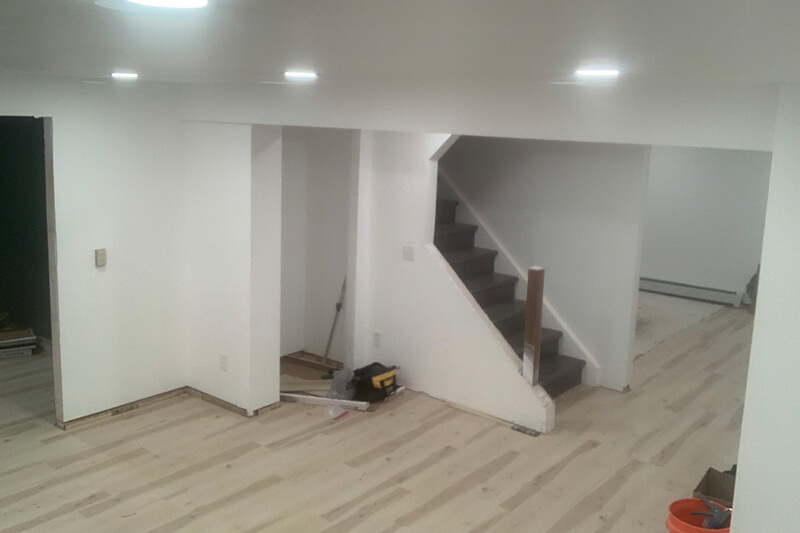Finished basement space with staircase renovation upgrade