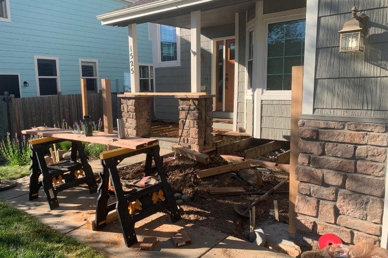 Photo of a deck under construction.